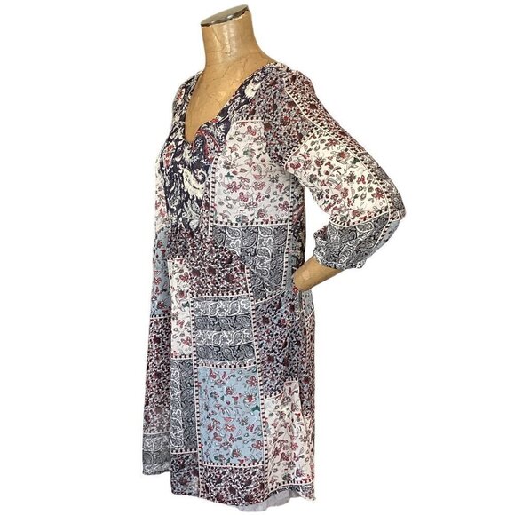 Simply Noelle Flowy Boho Pocket Dress w/ Slip S/M(8-10) Blue Swim cover up 183M - Picture 4 of 9